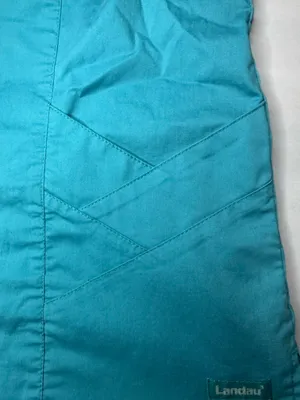 Landau Teal Blue Colored Short Sleeve Scrub Top Size Medium thumbnail 2