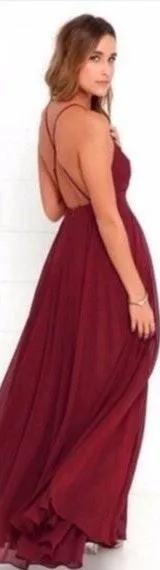 Burgundy / Maroon Maxi Formal Dress thumbnail 3
