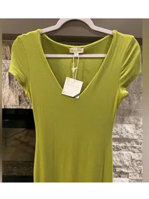 See You Monday V Neck midi dress in lime, NWT M thumbnail 3