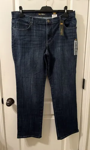 Lee Relaxed Fit Straight Leg Mid Rise Denim Pants Women's Size 16 Medium Blue thumbnail 1