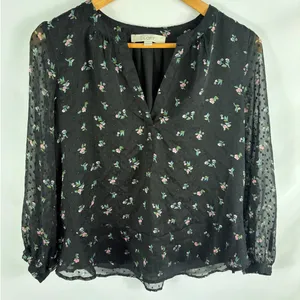Ann Taylor LOFT Floral Print V Neck Flowy Blouse Size XS thumbnail 1