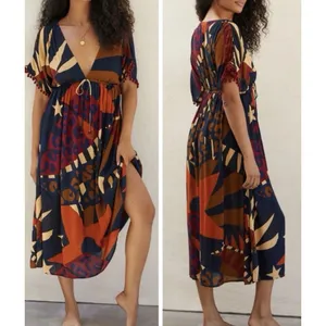 Farm Rio V-Neck Printed KaftanDress, Size S thumbnail 2