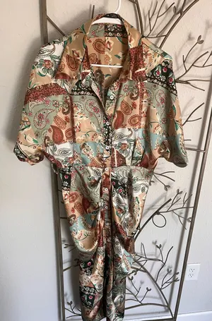 Paisley maxi button down dress Multiple Size L thumbnail 1