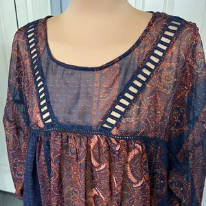 Abercrombie &‎ Fitch Women's Floral Babydoll Top Size Medium Sheer Boho Fairy thumbnail 2