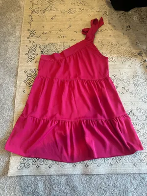 One Shouldered Hot Pink Dress Size L thumbnail 4