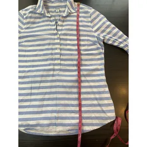 Old Navy Top Womens Medium Blue Striped Oxford‎ Popover Tunic Coastal Preppy thumbnail 11