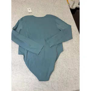 A New Day Womens 1X Teal Blue Long Sleeve Crew Neck Bodysuit NWT F00302494 thumbnail 5