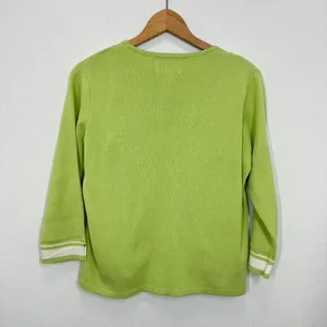 Vintage 90s Pastel Lime Green Sweater Set Striped Trim Clueless Preppy‎ Momcore thumbnail 6