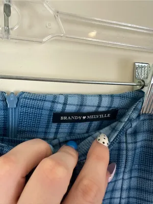 Brandy Melville Cara Blue Plaid Mini Skirt thumbnail 2