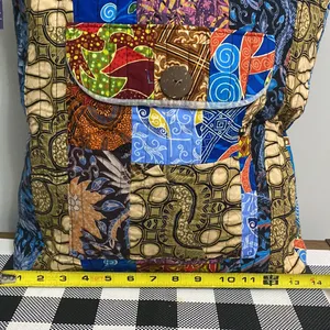 Quilted multicolor tote bag new! Blue thumbnail 7
