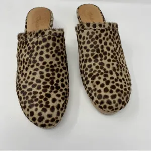 Madewell Womens The Ruby Clog in Dotted Calf Hair 7.5 Wooden Soles Slip On MA526 thumbnail 2