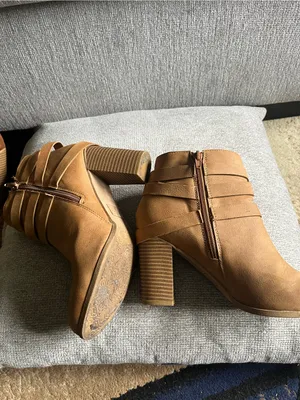 me too Tan Suede-Strap Ankle Booties thumbnail 3