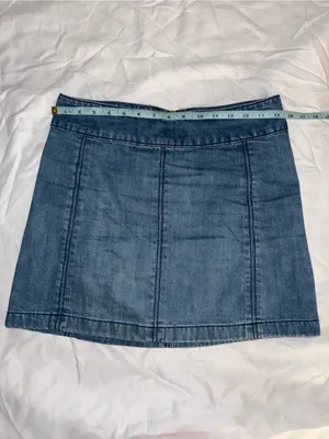 Free People Modern Femme Denim Mini Skirt in a paneled medium wash size 2/4 thumbnail 2