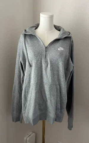 Nike Fleece grey quarter-zip hoodie (M) thumbnail 1