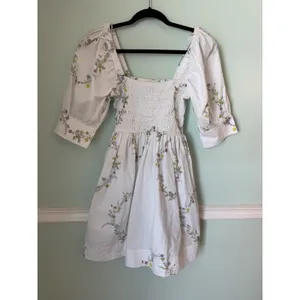 GANNI Floral Printed Poplin Cotton Mini-Dress 2 NWT Sun Puff Sleeve Cottagecore thumbnail 10