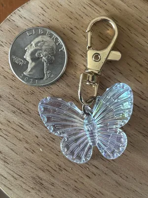 Iridescent Butterfly Keychain Charm - Gold Clip thumbnail 4