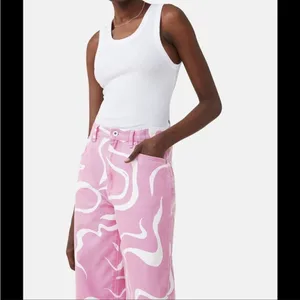 Cotton On Pink and White Swirly Loose Straight Jeans 4 thumbnail 4