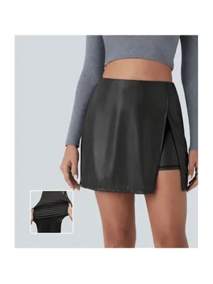NWT Halara Softlyzero™ Faux Leather High Waisted Split Hem Skort- Size Medium thumbnail 2