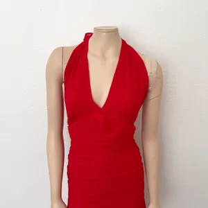 [Anthropologie] Bardot Red Mave Halter Neck Maxi Dress Low Back Ruched Slit 12 thumbnail 12