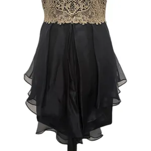 Marchesa Notte Sleeveless Embroidered Homecoming‎ Dress Black Gold Size 6 thumbnail 3