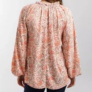 Daytrip Boho Peasant Blouse Top Blush Floral Paisley Print Women’s Medium M thumbnail 2