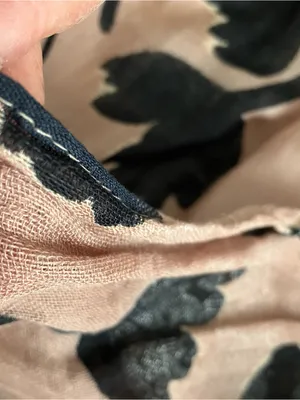LOFT Pink/ Mauve with Black Floral Print Oblong Scarf thumbnail 5