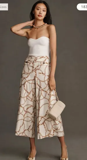 Anthropologie Maeve Printed Palazzo Pants Chain Print 6 thumbnail 1