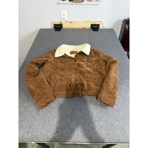 BBJ Los Angeles Women's Brown Cotton Sherpa Lined Trucker Jacket Pockets Sz XL thumbnail 2