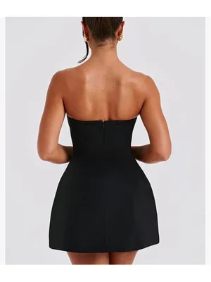 New Strapless Tube A-line Mini Lined Dress Cocktail Classic M thumbnail 2