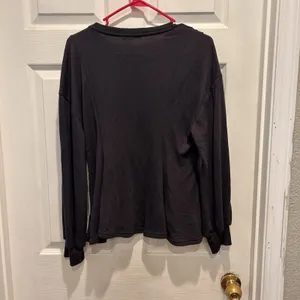 Skylar + Jade Dark Gray Crochet Lace Inset Long Sleeve Peplum Sweatshirt Large thumbnail 6