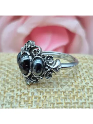 Vintage 70's AVON Midnight Splendor Hematite Ring Witchy Whimsigoth Size 7.5 thumbnail 3