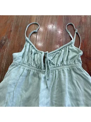 Princess Polly Sage Green Linen Blend Tie-Front Mini Dress - US 4 Festival thumbnail 2