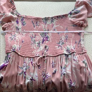 Xhilaration Smocked Blush Pink Floral Hi-Lo Dress XL thumbnail 9