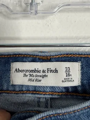 Abercrombie & Fitch 90s Straight Mid‎ Rise Raw Hem 33/16R Minimalist Casual thumbnail 4