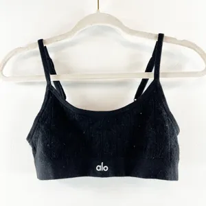 Alo Yoga Pointelle Sweater Be Mine Bra Bralette Black Small thumbnail 4