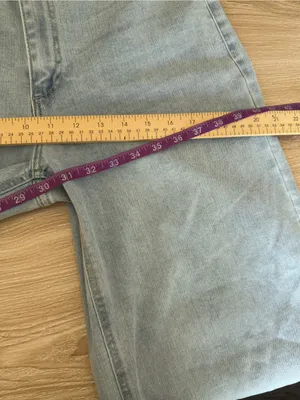 Oat NY 10/30 Wide Leg Jean Powder Light Cut Off Mid Rise Relaxed Office thumbnail 10