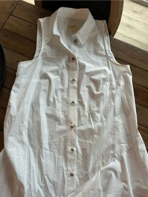 Anthropologie Maeve Sleeveless Button Down Tiered Ruffle White Midi Dress S thumbnail 8