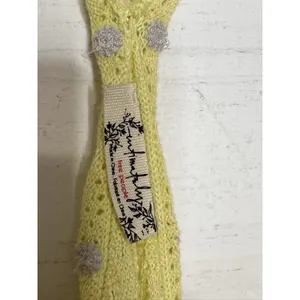 Free People Knit Mini Slip Dress Small Yellow Floral thumbnail 5