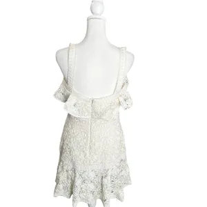 Alexis Linzi Ivory Lace Ruffle Mini Dress L Bridal Shower Bachelorette thumbnail 10