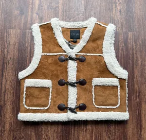 NWT RD Style Women’s Faux Suede & Sherpa Toggle Vest Cozy Winter Layer - Size L thumbnail 1