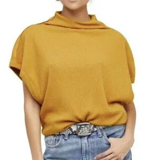 We The Free People Size S Top Madeline Anthro Relaxed Golden Haze Yellow Women's thumbnail 1