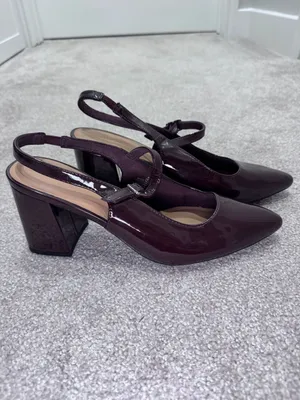 Old Navy Slingback Mary Jane Heels Size 8 Oxblood Patent Leather thumbnail 2