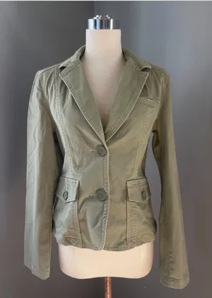 GAP Olive Green Cotton Suit Jacket Blazer thumbnail 1