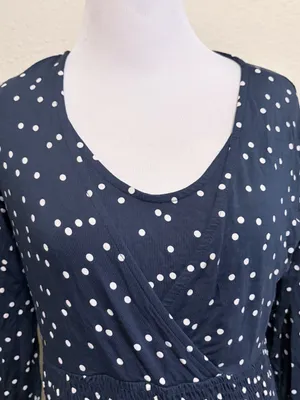 Esprit large Maternity & Nursing Navy Blue Polka Dot Midi Dress thumbnail 2