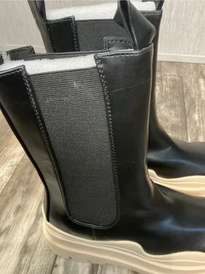 Lemonade Two-Tone Lace-Up Platform Chelsea Boots — Black & Cream Size 7 thumbnail 8