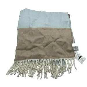J.Crew Womens Classic Scarf Blue Brown Ivory 77"Lx25"W thumbnail 1