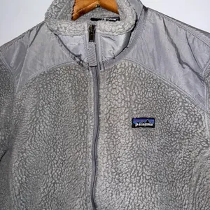 Patagonia Womens Retro X‎ Deep Pile Sherpa Zip Up Jacket Gray Large J thumbnail 2