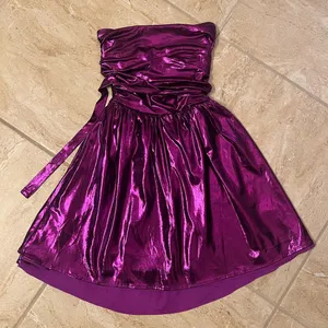 IDEM DITTO metallic strapless mini dress in purple thumbnail 4