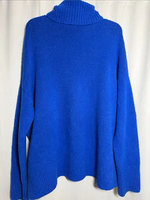 & Other Stories Oversize Turtleneck Cotton Blend Bright Royal Blue Sweater M thumbnail 2