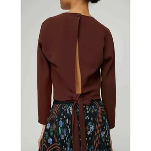 Wilfred by Aritzia Laon Copper Brown Open Back Blouse - Size - Small thumbnail 2